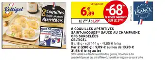Intermarché Express Celtigel 8 coquilles saint-jacques apéritives sauce au champagne ofg surgelées offre
