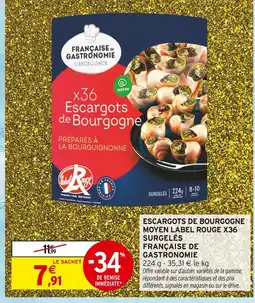 Intermarché Express Française de gastronomie escargots de bourgogne moyen label rouge x36 surgelés offre