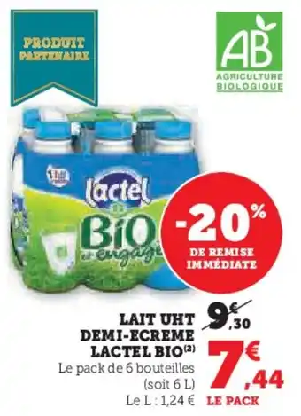 U Express Lait uht demi-ecreme lactel bio offre
