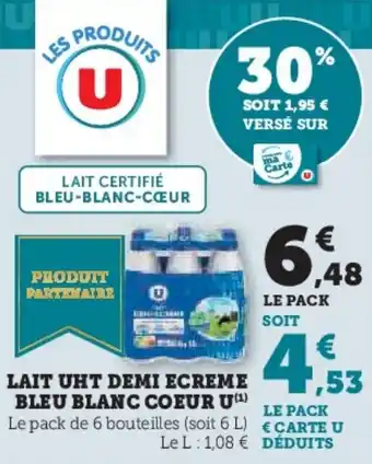 U Express Lait uht demi ecreme bleu blanc coeur u offre