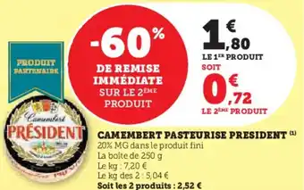 U Express Camembert pasteurise president offre