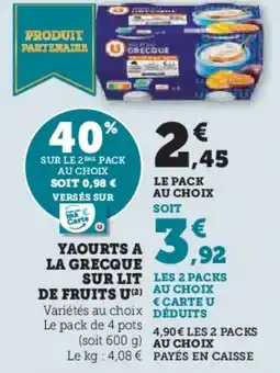 U Express Yaourts a la grecque sur lit de fruits u offre