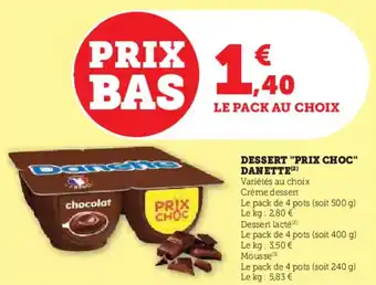 U Express Dessert prix choc danette offre