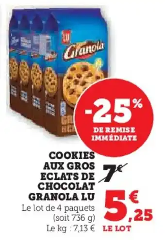 U Express Cookies aux gros eclats de chocolat granola lu offre