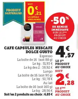 U Express Cafe capsules nescafe dolce gusto offre