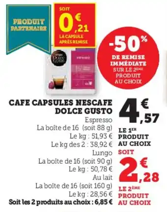 U Express Cafe capsules nescafe dolce gusto offre