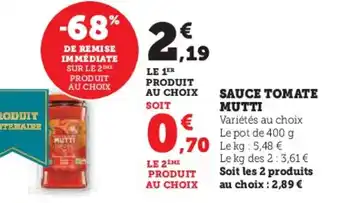 U Express Sauce tomate mutti offre