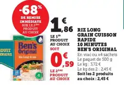 U Express Riz long grain cuisson rapide 10 minutes ben's original offre