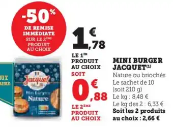 U Express Mini burger jacquet offre