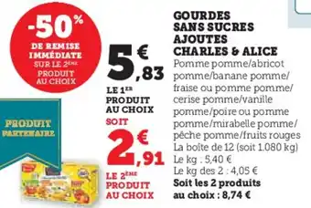 U Express Gourdes sans sucres ajoutes charles & alice offre