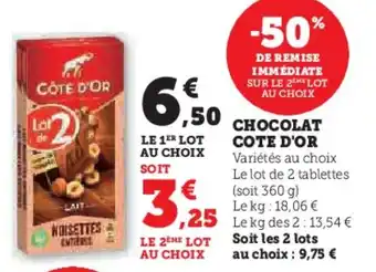 U Express Chocolat cote d'or offre