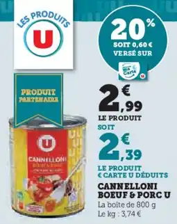 U Express Cannelloni boeuf & porc u offre