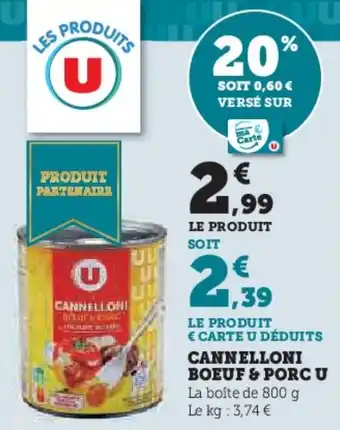 U Express Cannelloni boeuf & porc u offre
