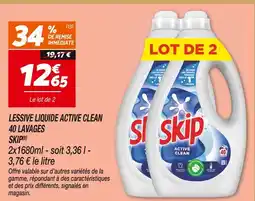 Netto Skip lessive liquide active clean 40 lavages offre