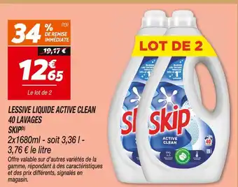 Netto Skip lessive liquide active clean 40 lavages offre