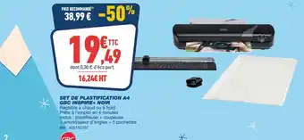 Bureau Vallée Gbc set de plastification a4 inspire+ noir offre