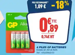 Bureau Vallée Gp 4 piles batteries offre