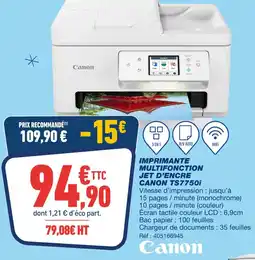 Bureau Vallée Canon imprimante multifonction jet d'encre ts7750i offre