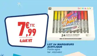 Bureau Vallée Desk & day lot 24 marqueurs acrylique offre