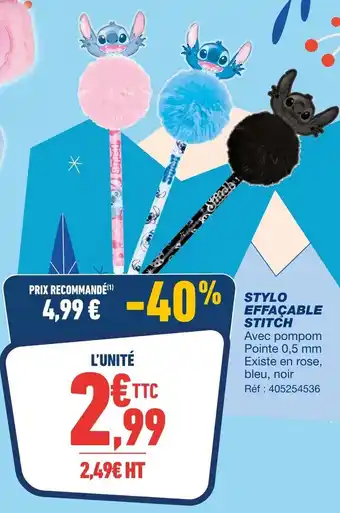 Bureau Vallée Disney stylo effaçable stitch offre