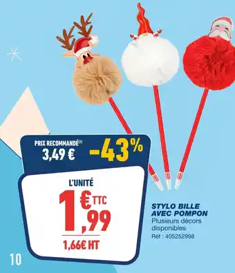 Bureau Vallée Stylo bille avec pompon offre