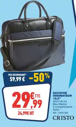 Bureau Vallée Cristo sacoche ordinateur 15,6” offre