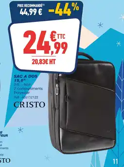 Bureau Vallée Cristo sac à dos 15,6” offre