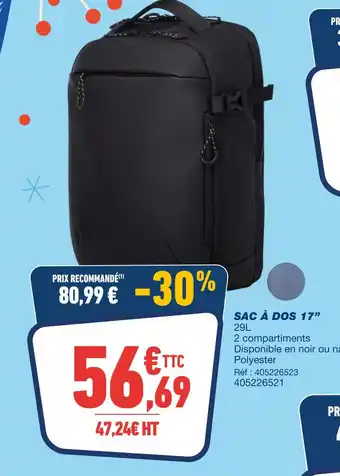 Bureau Vallée Sac à dos 17” offre