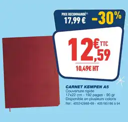 Bureau Vallée Carnet kempen a5 offre