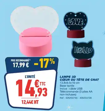 Bureau Vallée Lampe 3d cœur offre