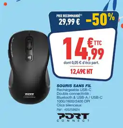 Bureau Vallée Port connect souris sans fil offre