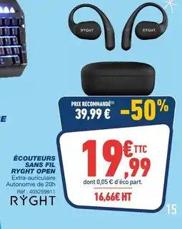Bureau Vallée Ryght écouteurs sans fil ryght open offre