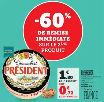 Hyper U Camembert pasteurise president offre