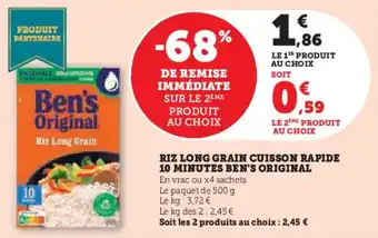 Hyper U Riz long grain cuisson rapide 10 minutes ben's original offre