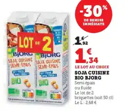 Hyper U Soja cuisine bio bjorg offre