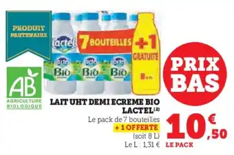 Hyper U Lait uht demi ecreme bio lactel offre