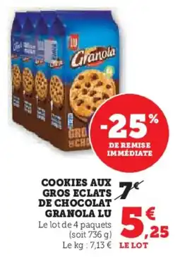 Hyper U Cookies aux gros eclats de chocolat granola lu offre