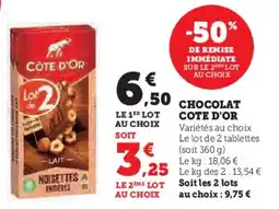 Hyper U Chocolat cote d'or offre