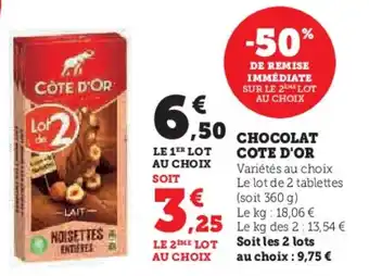 Hyper U Chocolat cote d'or offre