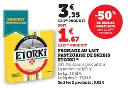 Hyper U Fromage au lait pasteurise de brebis etorki offre
