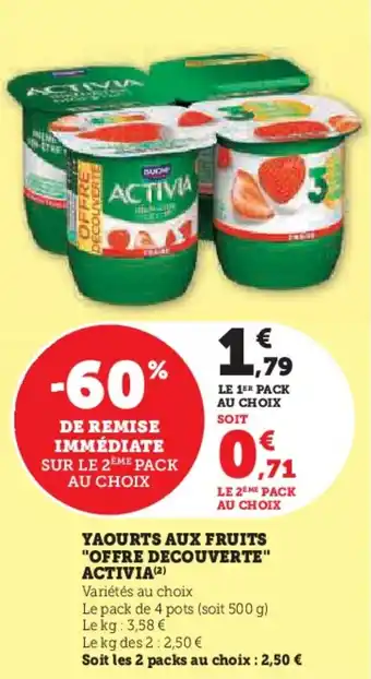 Hyper U Yaourts aux fruits offre decouverte activia offre