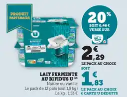 Hyper U Lait fermente au bifidus u offre