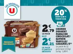 Hyper U Crèmes dessert panache chocolat saveur vanille caramel u offre