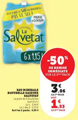 Hyper U Eau minerale naturelle gazeuse salvetat offre