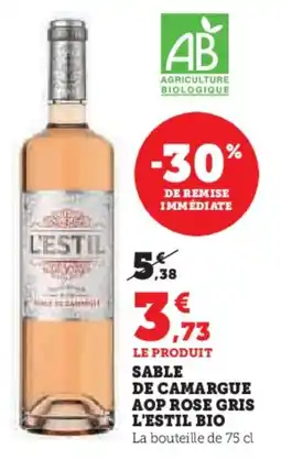 Hyper U Sable de camargue aop rose gris l'estil bio offre