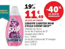 Hyper U Lessive liquide mon cycle court skip offre