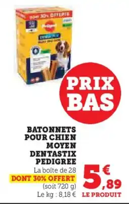 Hyper U Batonnets pour chien moyen dentastix pedigree offre