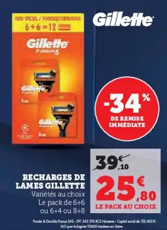 Hyper U Recharges de lames gillette offre