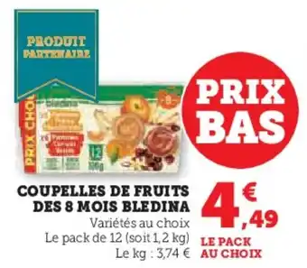 Hyper U Coupelles de fruits des 8 mois bledina offre