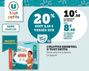 Hyper U Culottes essentiel u tout petits offre